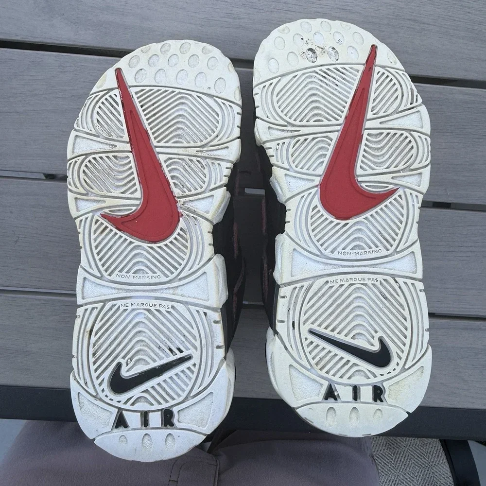 Nike Air More Uptempo 96 Red Toe Shoes FB1344-001‎ Youth Size size 1Y